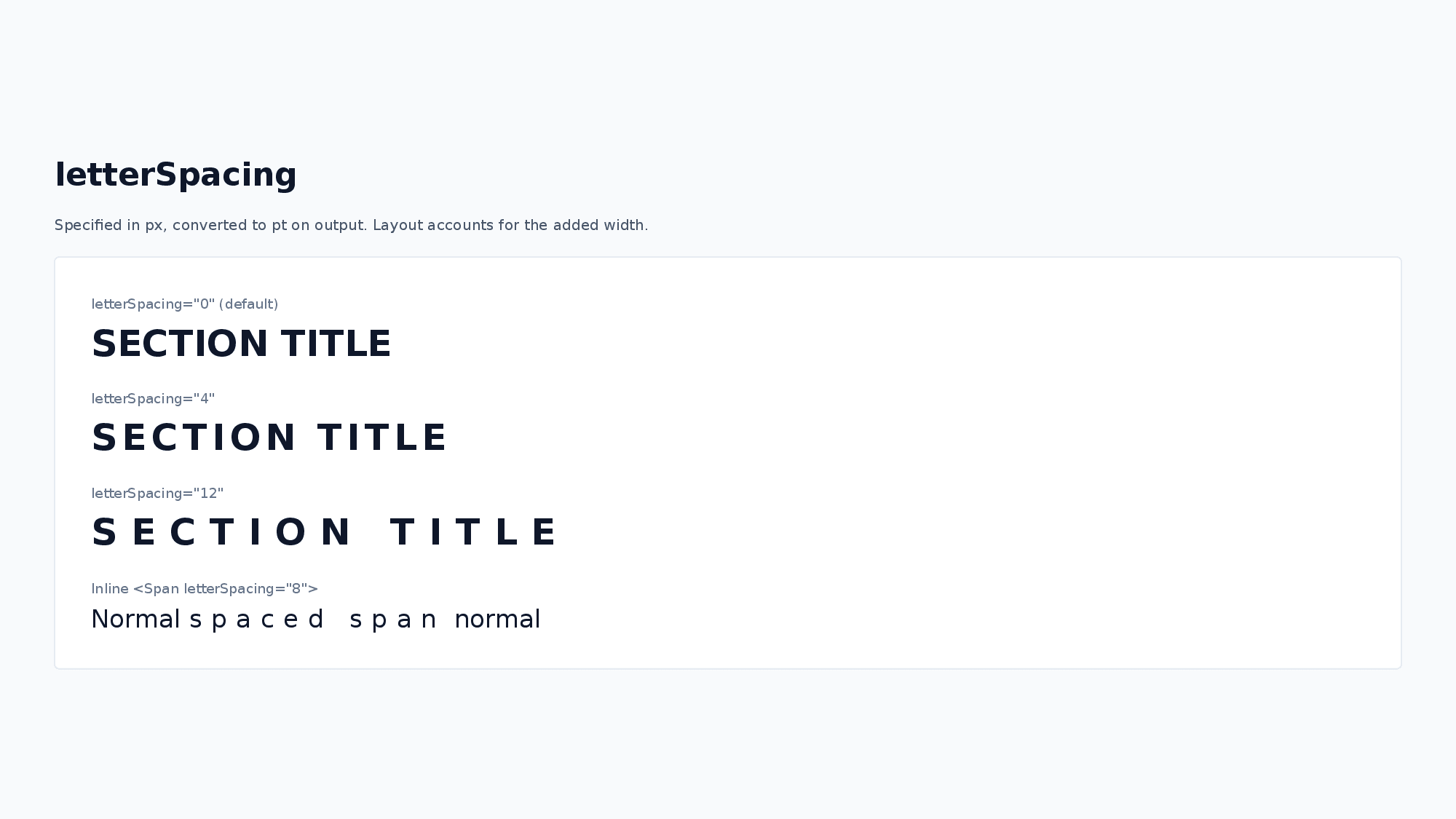letterSpacing example