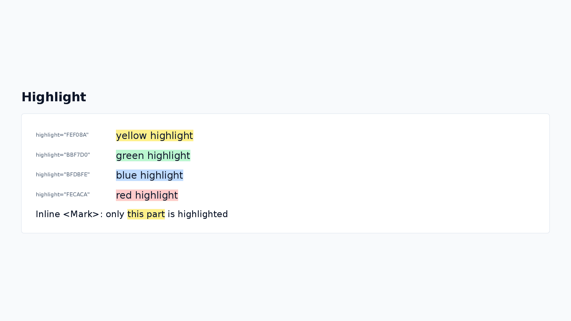Highlight example