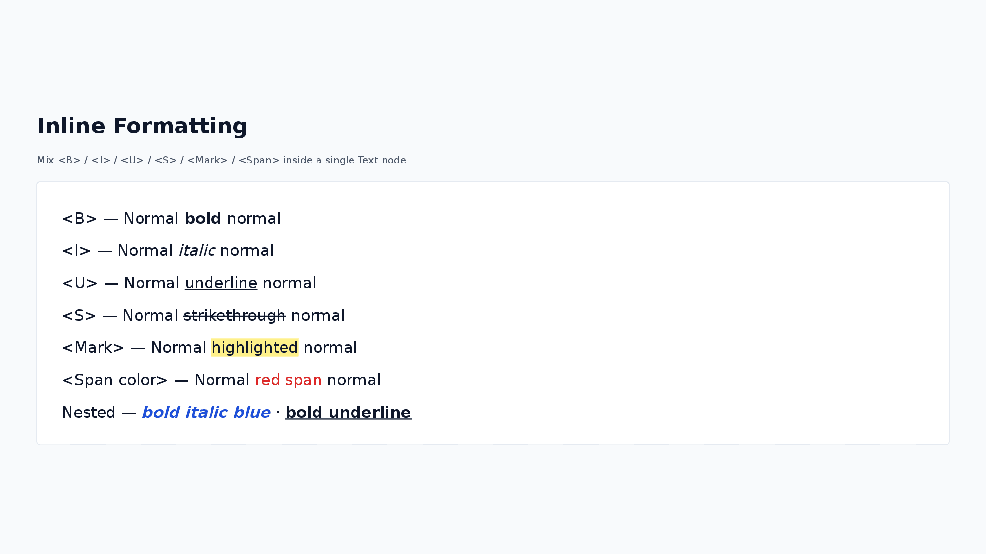 Inline formatting example
